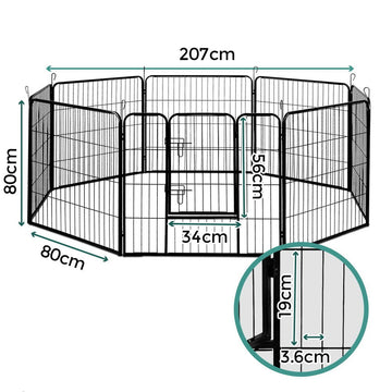 i.Pet 8 Panel Pet Dog Playpen Puppy Exercise Cage Enclosure Fence Play Pen 80x80cm i.Pet